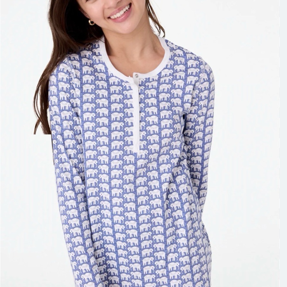 Roller Rabbit White and Blue Elephant Pajamas